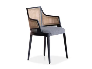 VELIS CANE 942/PBCC - Natural cane and fabric chair with armrests and integrated cushion _ Potocco