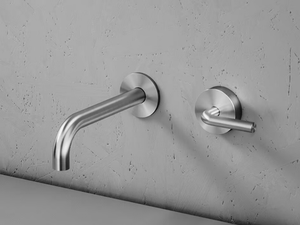 LEVO 14 10.00 - Wall-mounted hydroprogressive stainless steel washbasin mixer _ Quadrodesign