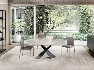 LIVING SQUARE & ROUND - Round and square shaped fixed and extending table _ RIFLESSI