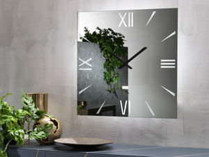 SKYLINE - Square wall clock in mirrored crystal and LED lighting _ RIFLESSI