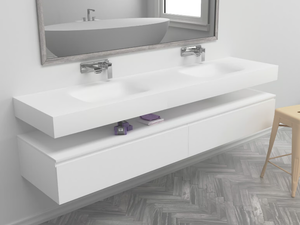 NEVADA - Wall-mounted double rectangular Corian® washbasin _ RILUXA