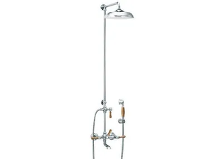 1935 WOOD - Wall-mounted brass shower panel with overhead shower _ RVB