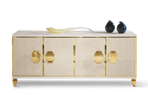 HIVE - Wooden sideboard with leather doors _ Radice