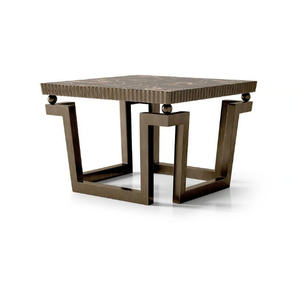 KUBO - Square brass coffee table with marble top _ Radice