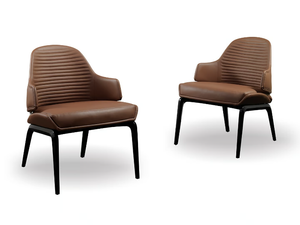 VELA - Leather armchair with armrests _ Reflex