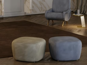 DRUM - Upholstered square nabuk pouf _ Scandal