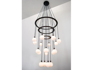 DRAPE CIRCLE 18 - LED glass and brass pendant lamp _ SkLO