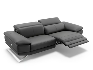 FERRARA - 3 seater sled base leather sofa _ Sofanella