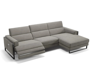 MILO - Sled base fabric sofa with chaise longue _ Sofanella