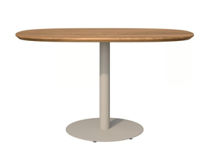 T-TABLE - Oval garden table with steel base and teak top _ TRIBÙ