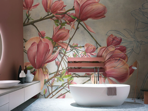 MAGNOLIA IN BLOOM - Nonwoven wallpaper with floral pattern _ Tecnografica