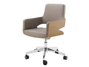 S 845 DRW / PVDRW - Leather office chair with castors with armrests with 5-Spoke base _ Thonet