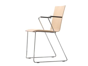 S 182 FST - Sled base plywood chair with armrests _ Thonet