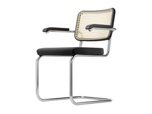 S 64 SPV - Cantilever chair with armrests with canework backrest _ Thonet