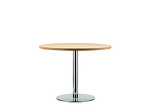 S 1123 - Round stainless steel and wood table _ Thonet