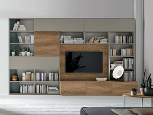 ATLANTE UNIT AT219 - Freestanding wooden storage wall with secretary desk _ Tomasella