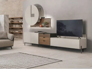 TIME - Low modular wooden TV cabinet with drawers _ Tomasella