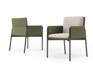 ZENIT - Chair with armrests covered in leather and fabric _ Turri