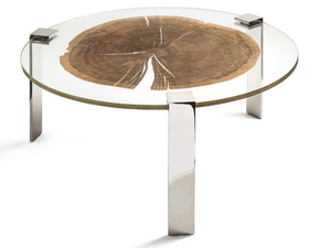 FORESTA - Round wood and glass coffee table _ VGnewtrend