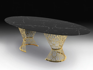 GATSBY - Oval Nero Marquina marble table _ VGnewtrend