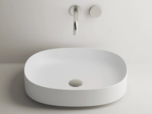 DROP - Oval single countertop ceramic washbasin _ Valdama