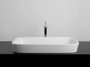 SOUL - Semi-inset rectangular single ceramic washbasin _ Valdama