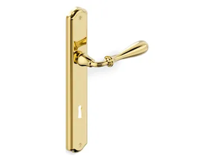 H1004 ANTARES - Brass door handle on back plate with lock _ Valli