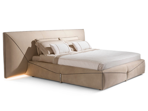 BASTIAN - Nabuk double bed with upholstered headboard _ Visionnaire