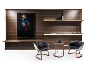 OSBORNE - Sectional wood veneer storage wall with integrated lighting _ Visionnaire