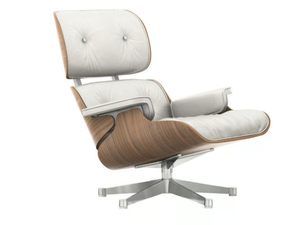 EAMES LOUNGE CHAIR WHITE VERSION - Swivel leather armchair with armrests _ Vitra