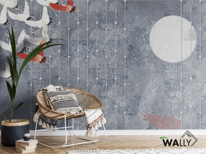 MARABÙ - Fire retardant washable Tropical nonwoven wallpaper _ WALLYART