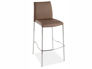 4204 - Leather stool with back with integrated cushion _ XLINE