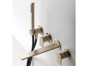 Q316 - Wall-mounted stainless steel bathtub mixer with hand shower _ ZAZZERI