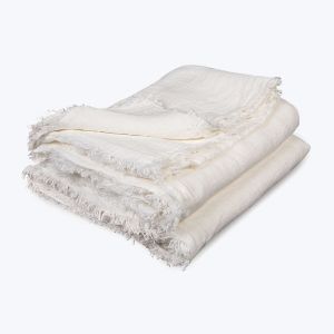 Washed Linen Throw - Ecru