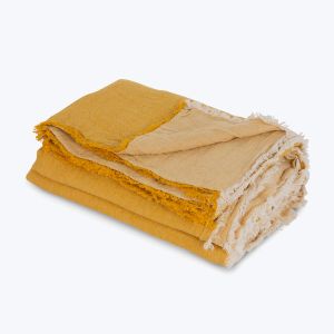 Washed Linen Throw - Ochre