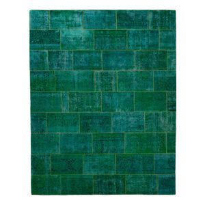 Green Patchwork Wool Rug