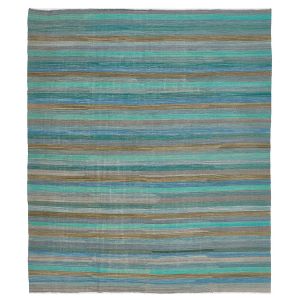 Blue Turkish Flatweave Wool Rug