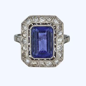 Vintage Tanzanite and Diamond Ring