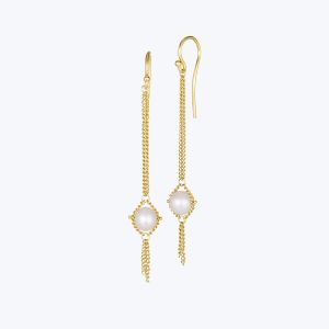 Akoya Pearl 18k Textile Drop Earrings