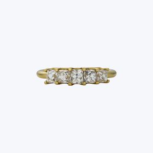 Contemporary Platinum and 18K Yellow Gold French Cut Diamond Band