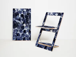 FLÄPPS FOLDING CHAIR - BUBBLES INDIGO - Folding plywood chair _ ambivalenz