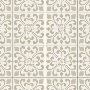 CushionStep | B3381Amador Medallion Vinyl Sheet - Creme