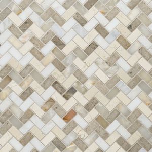 Linen Mosaic Mixed Finish Stone Herringbone