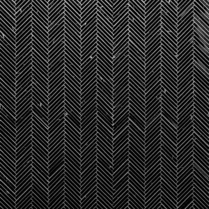 Thin Herringbone Nero Marble Mosaic