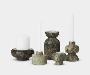 Stone Stacking Candleholder Green
