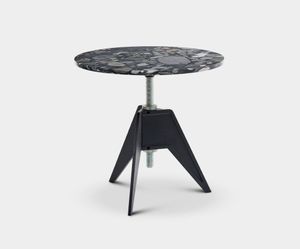 Screw Side Table Pebble Marble Top 600mm