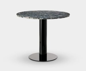 Tube Dining Table Black Base Pebble Marble