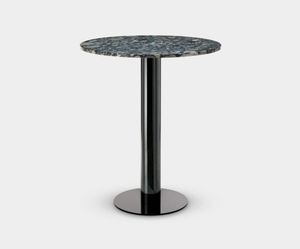 Tube High Table Black Base Pebble Marble