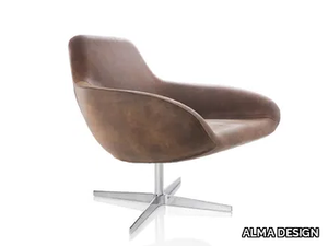 X BIG - Swivel leather armchair with armrests with 4-spoke base _ ALMA DESIGN