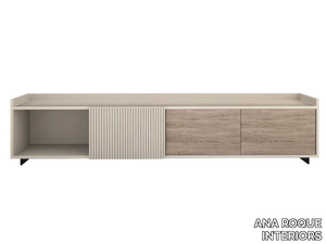 CENTRIC - Low wooden TV cabinet with doors _ ANA ROQUE INTERIORS